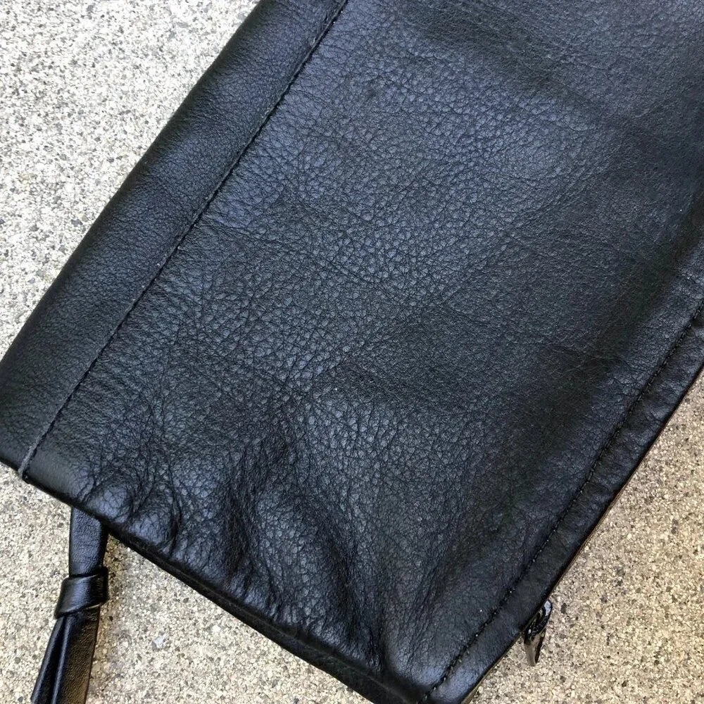 Genuine Leather Fold Over Clutch Purse Bag Black Columbia Zipper Womens​​